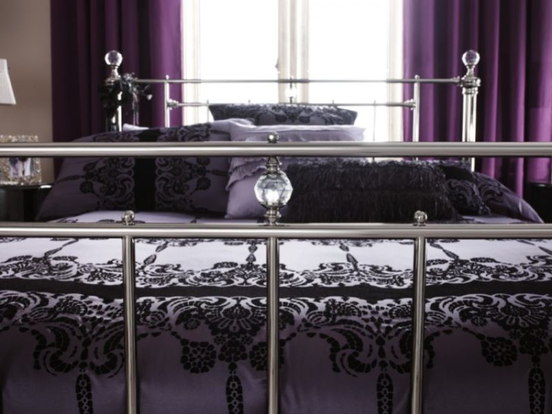 Serene Clara 5ft King Size Black Nickel Metal Bed Frame with Crystals
