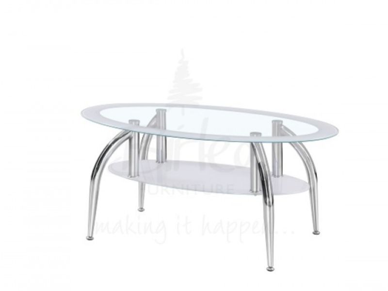 Birlea Soho 2 Tier Glass Coffee Table with White Edging