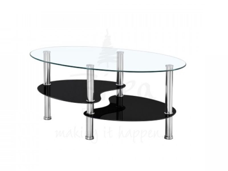 Birlea Soho 3 Tier Glass Coffee Table with Black Edging