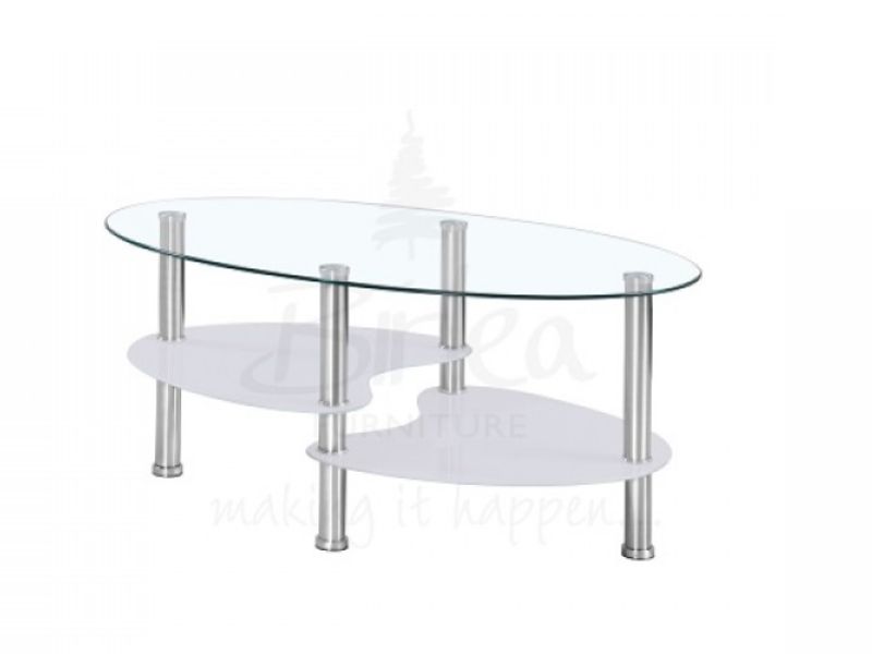 Birlea Soho 3 Tier Glass Coffee Table with White Edging
