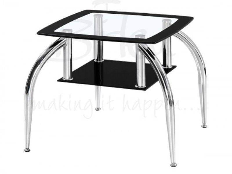 Birlea Soho Glass Lamp Table with Black Edging