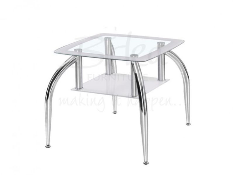 Birlea Soho Glass Lamp Table with White Edging