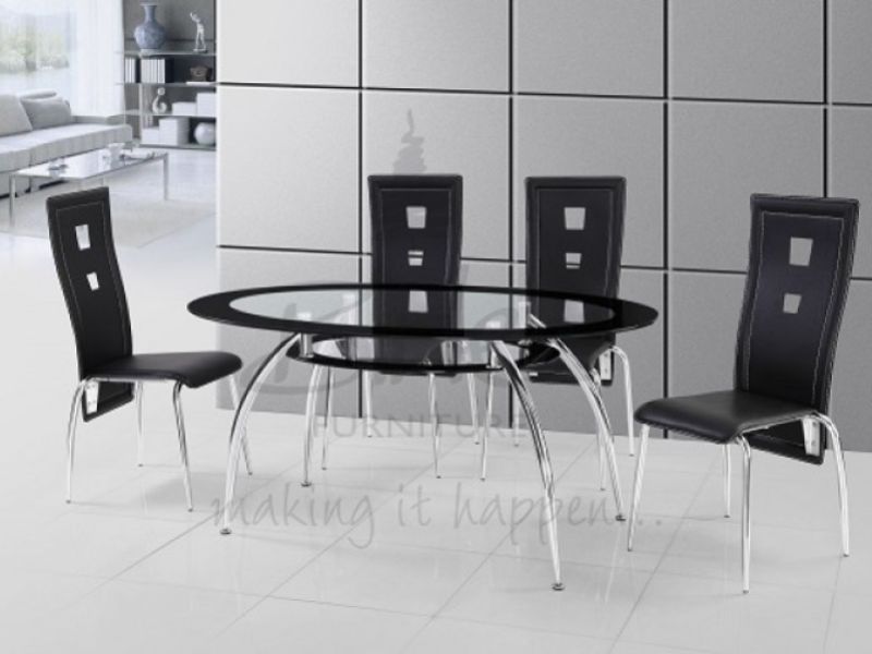 Birlea Soho Dining Table Set with Black Edging and Four Chairs