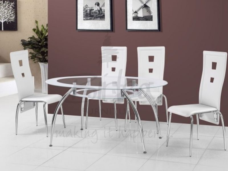 Birlea Soho Dining Table Set with White Edging and Four Chairs