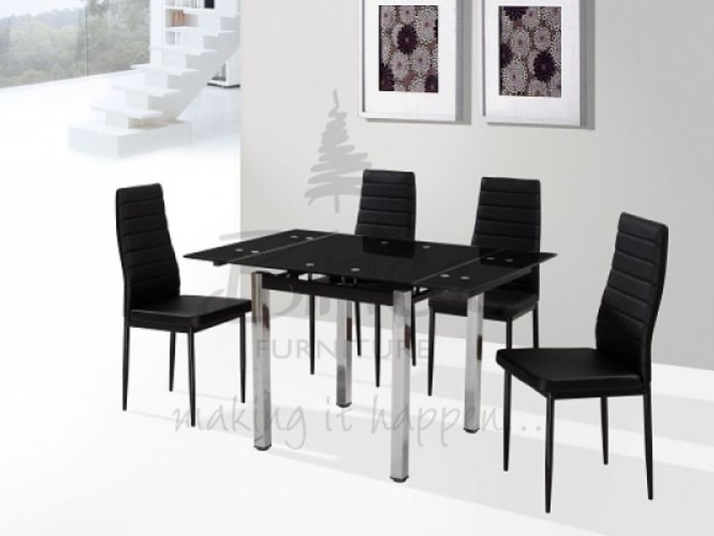 Birlea Camden Dining Table Set with Black Edging and Four Chairs