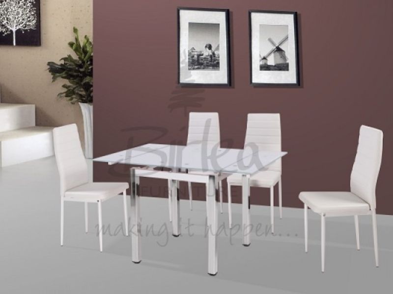 Birlea Camden Dining Table Set with White Edging and Four Chairs