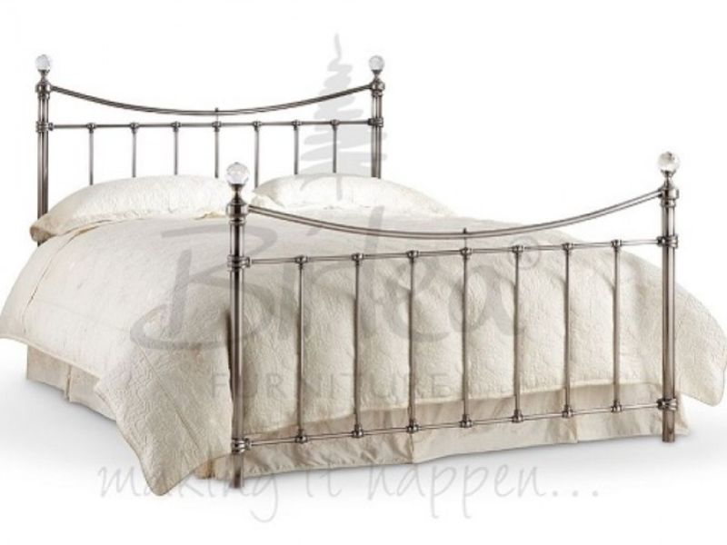 Birlea Alexa 5ft King Size Brushed Nickel Metal Bed Frame with Crystals