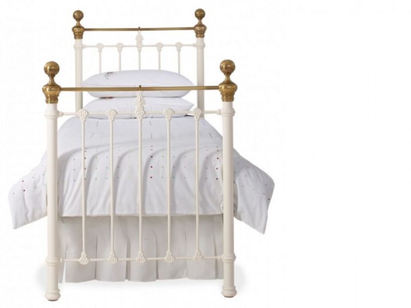 OBC Hamilton 3ft Single Glossy Ivory Metal Bed Frame