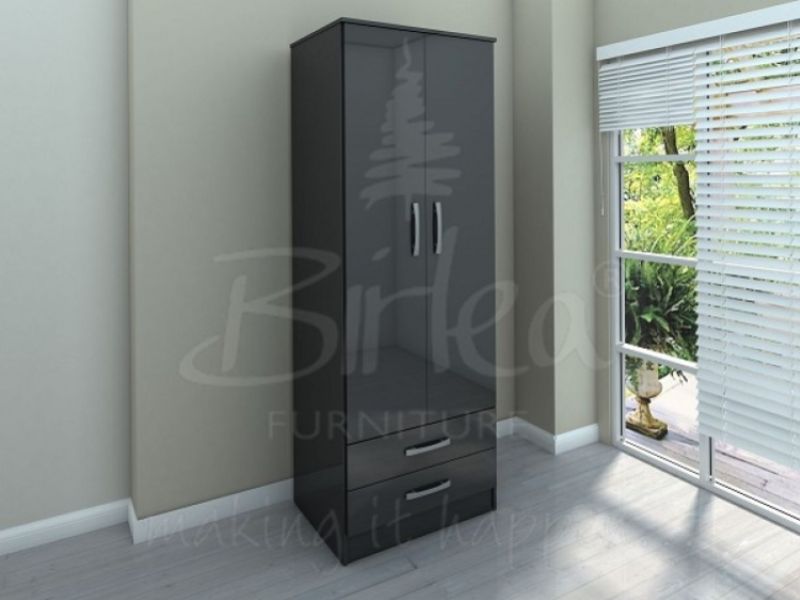 Birlea Lynx Black with Black Gloss 2 Door Combi Robe