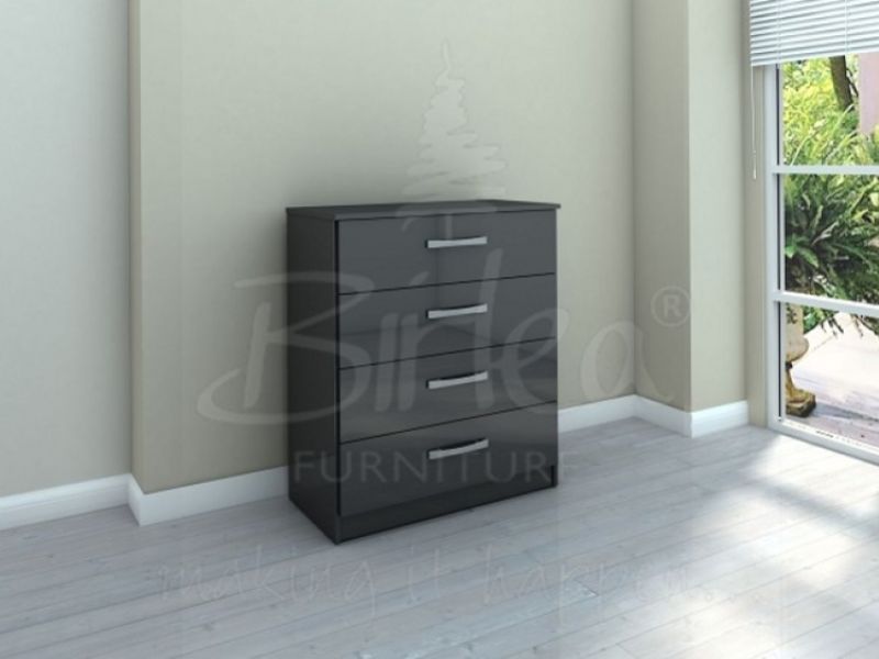 Birlea Lynx Black Gloss 4 Drawer Chest of Drawers