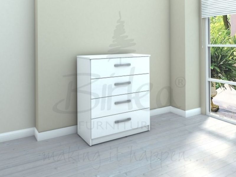 Birlea Lynx White Gloss 4 Drawer Chest of Drawers