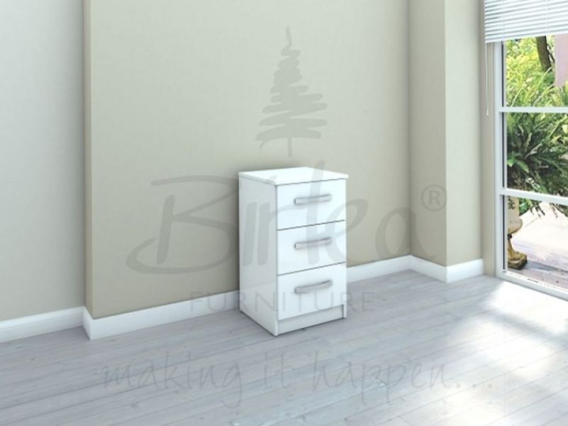 Birlea Lynx White Gloss 3 Drawer Bedside