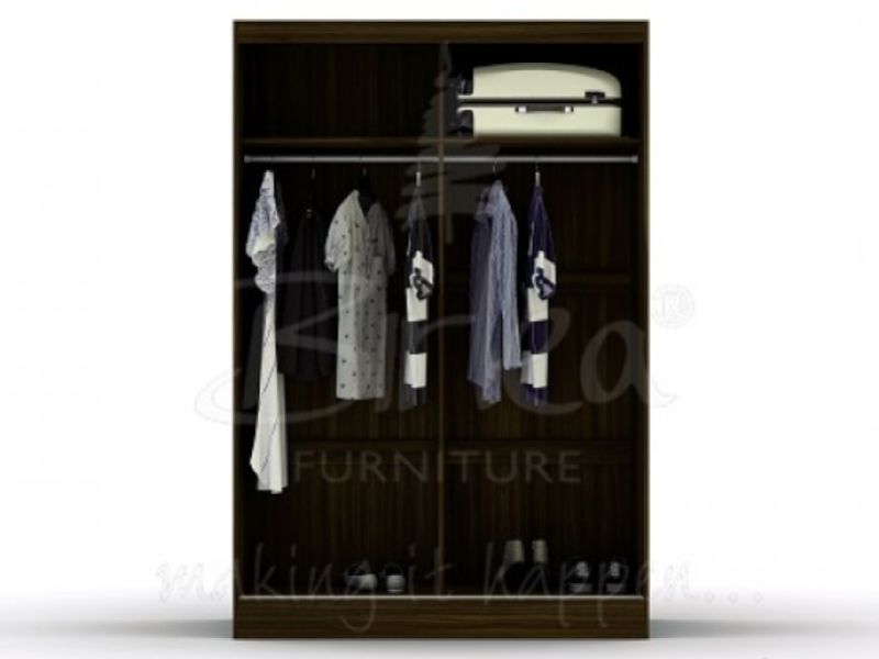 Birlea Lynx Walnut With Black Gloss Sliding Door Wardrobe with Mirror