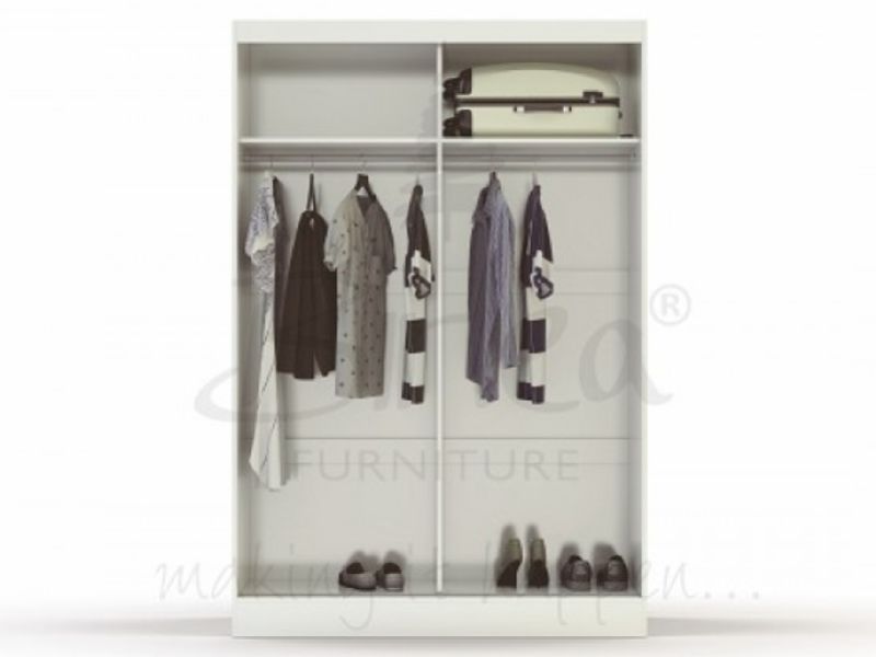 Birlea Lynx White Gloss Sliding Door Wardrobe with Mirror