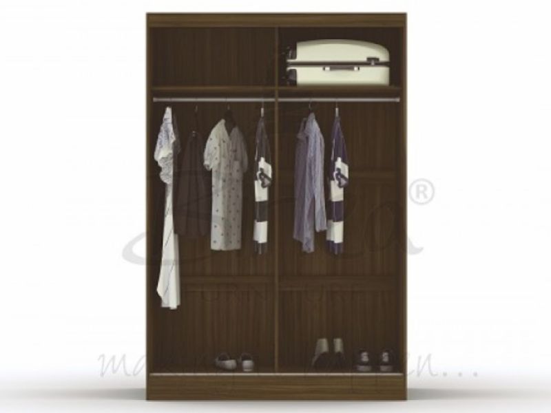 Birlea Lynx Walnut with Cream Gloss Sliding Door Wardrobe with Mirror