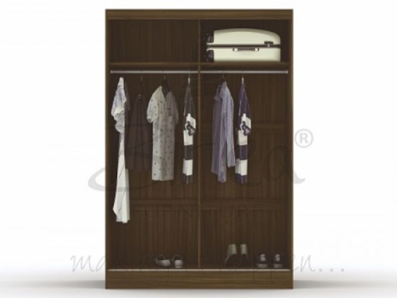 Birlea Lynx Walnut with White Gloss Sliding Door Wardrobe with Mirror