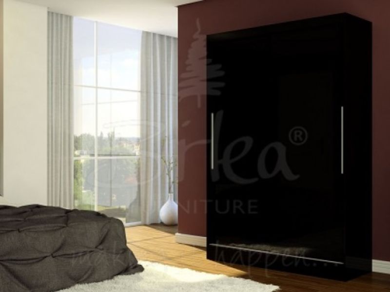 Birlea Lynx Black with Black Gloss Sliding Door Wardrobe