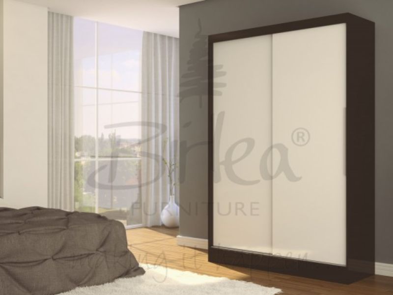 Birlea Lynx Black with White Gloss Sliding Door Wardrobe