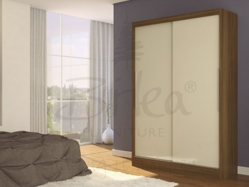 Birlea Lynx Walnut with Cream Gloss Sliding Door Wardrobe