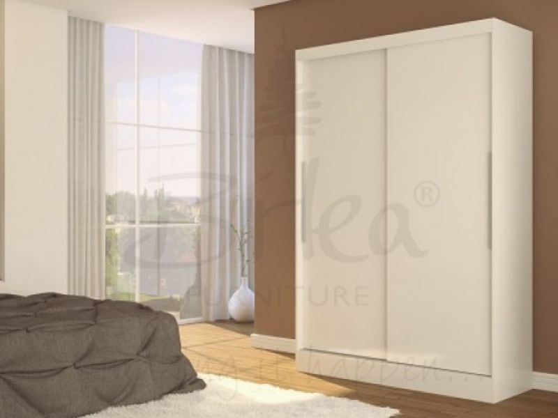 Birlea Lynx White with White Gloss Sliding Door Wardrobe