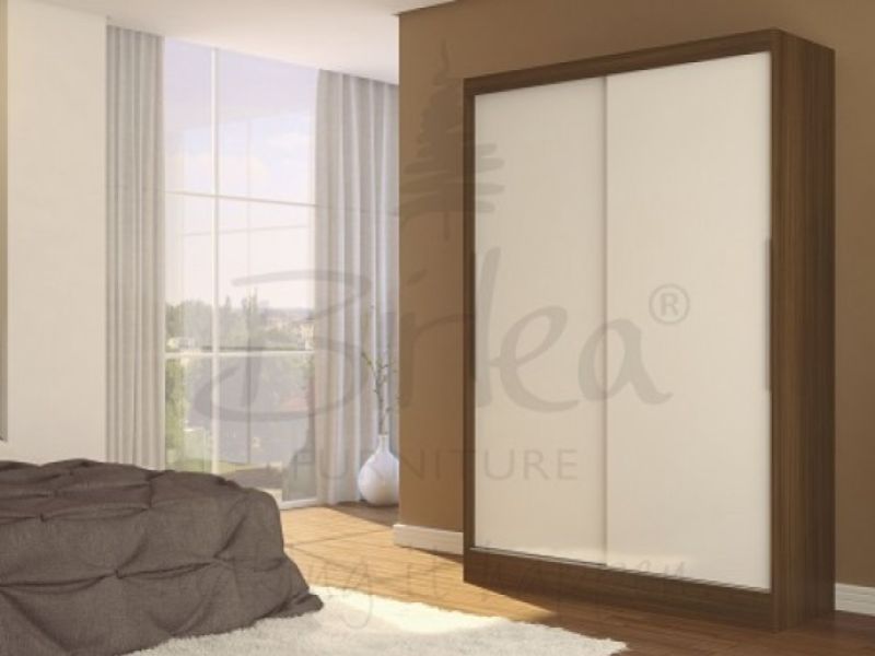 Birlea Lynx Walnut with White Gloss Sliding Door Wardrobe