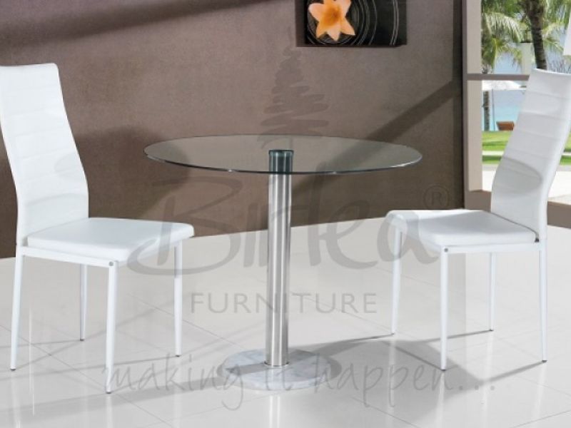 Birlea Romford Glass Dining Table Set with Two Chairs - White