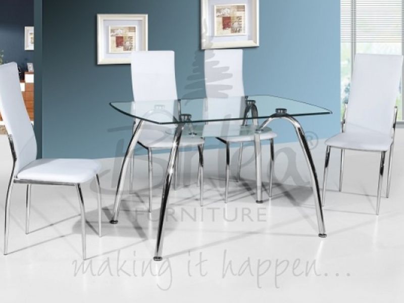 Birlea Hampton Glass Dining Table Set with Four Chairs - White