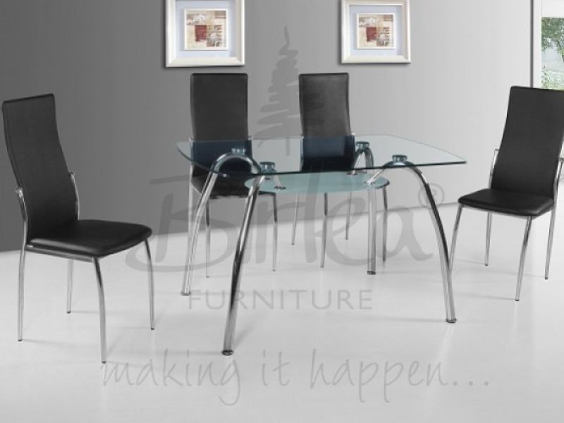 Birlea Hampton Glass Dining Table Set with Four Chairs - Black