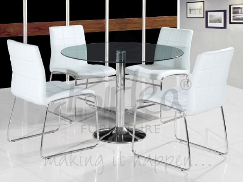 Birlea Stratford Glass Dining Table Set with Four Chairs - White