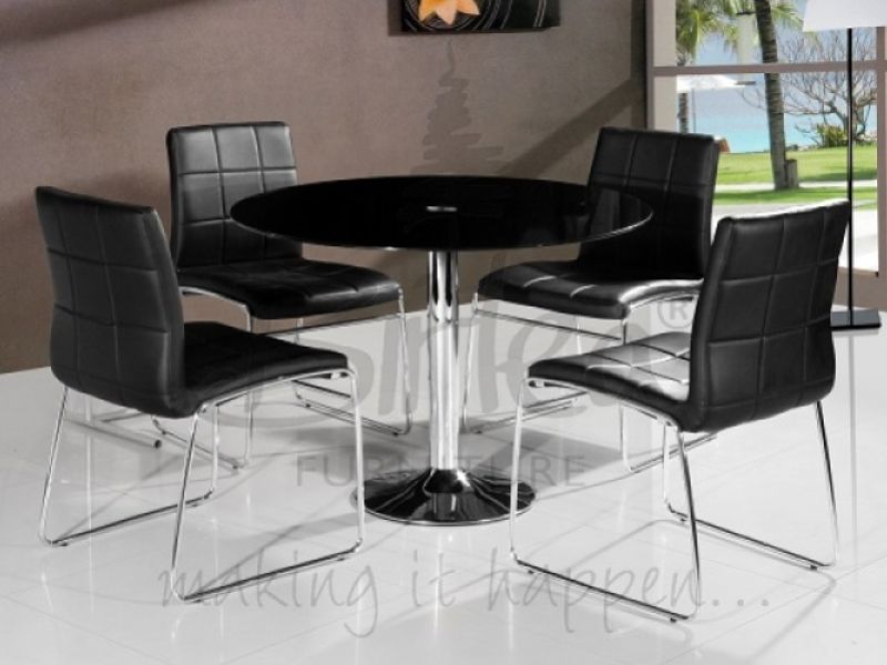 Birlea Stratford Glass Dining Table Set with Four Chairs - Black