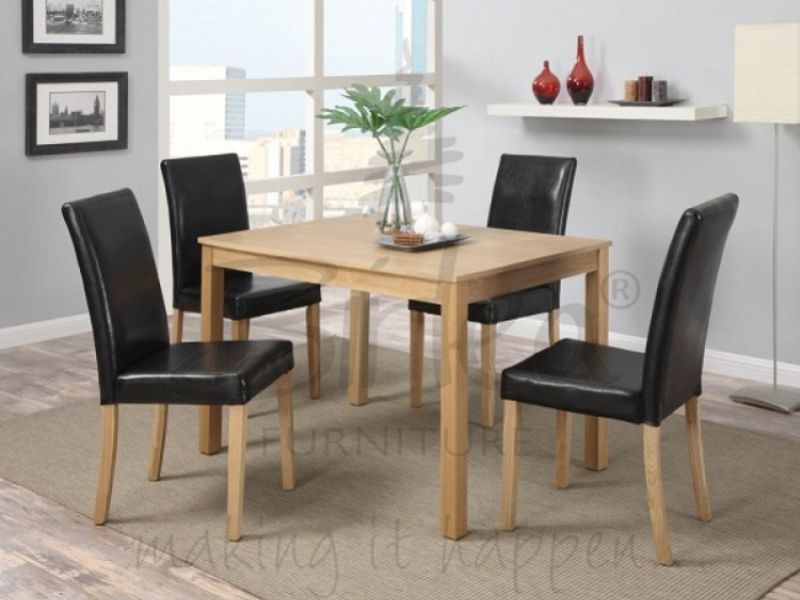 Birlea Cambridge Oak Veneer Dining Table Set with Four Chairs