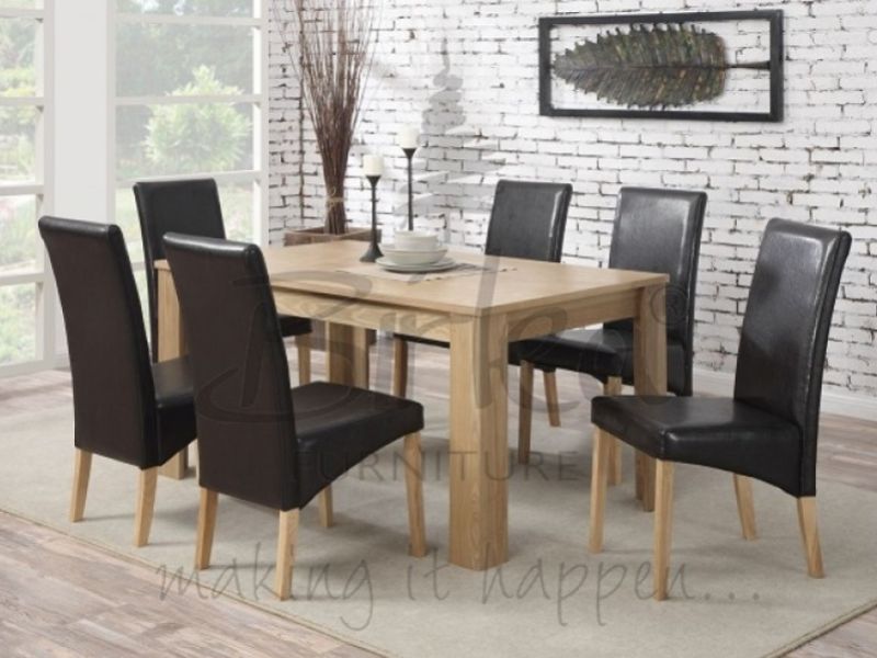 Birlea Gloucester Oak Veneer Dining Table Set with Six Chairs