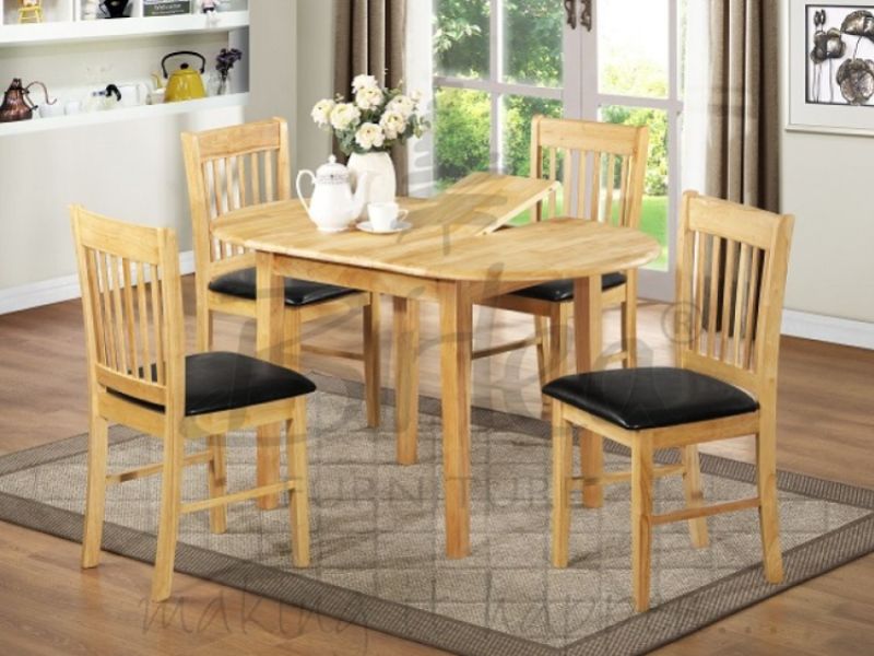 Birlea Chiltern Oak Finished Extendable Dining Table Set with Four Chairs