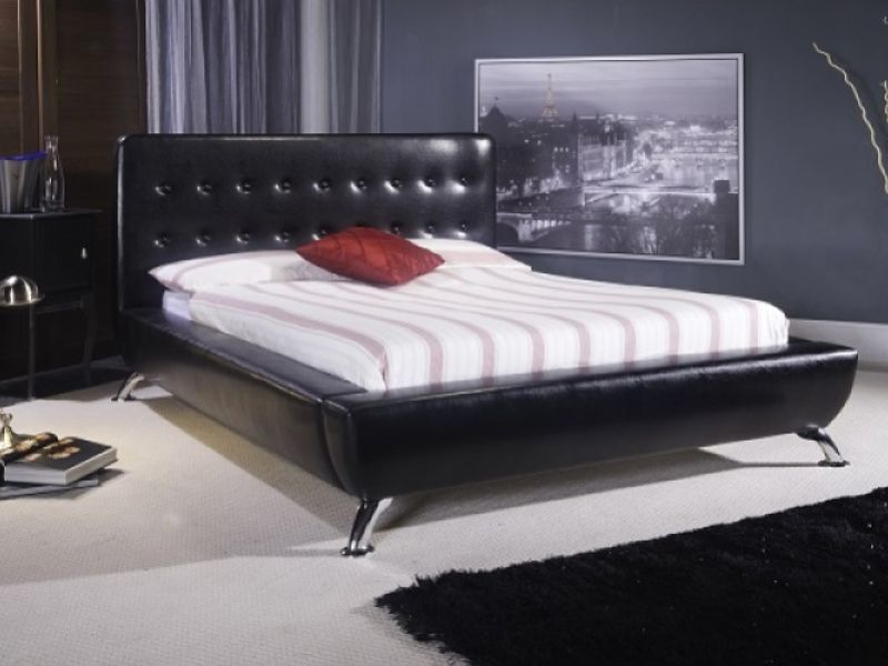 Limelight Comet 4ft6 Double Black Leather Bed Frame