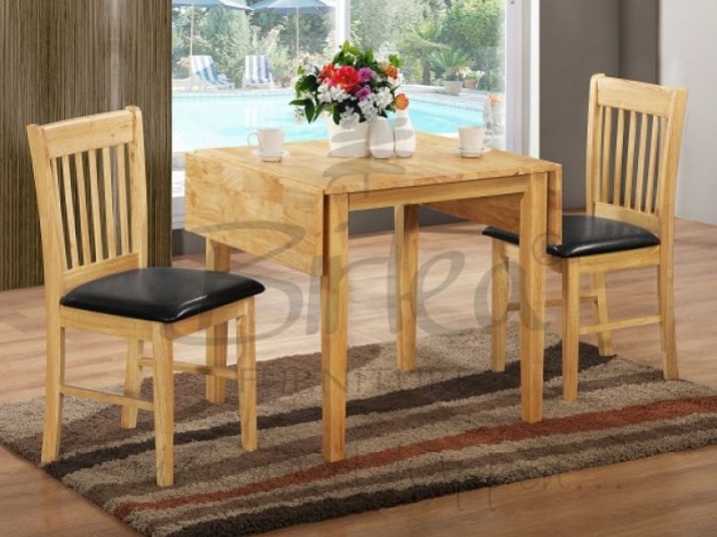 Birlea Oxford Oak Finished Drop Leaf Dining Table Set with Two Chairs