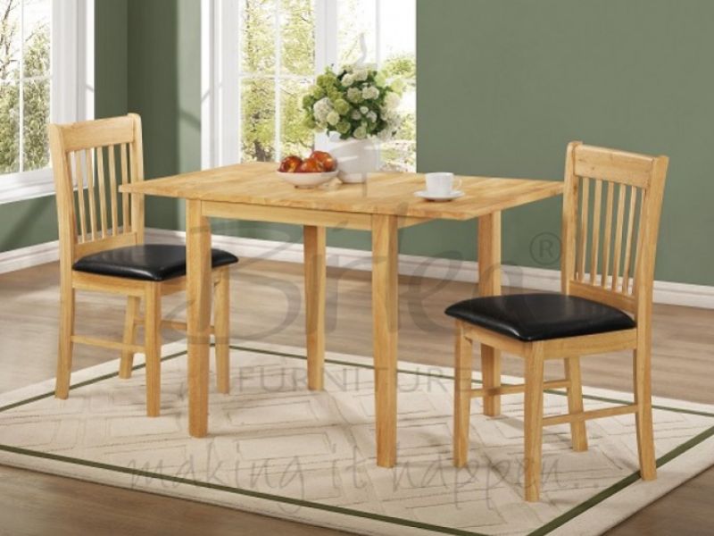 Birlea Oxford Oak Finished Drop Leaf Dining Table Set with Two Chairs