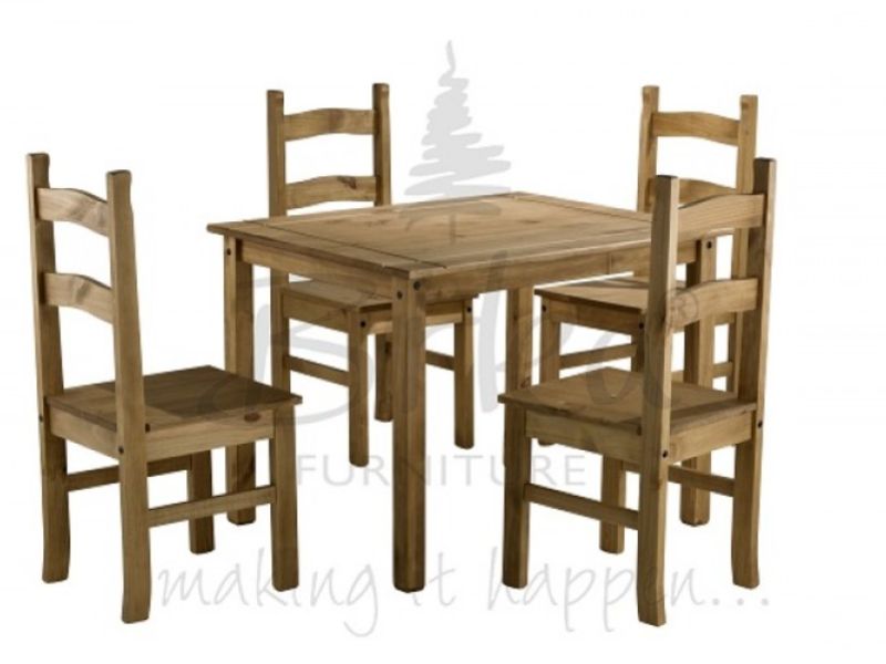 Birlea Corona Budget Pine Dining Table Set with 4 Chairs