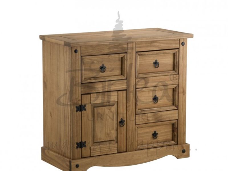 Birlea Corona Pine 1 Door 4 Drawer Sideboard