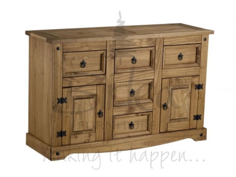 Birlea Corona Pine 2 Door 5 Drawer Sideboard