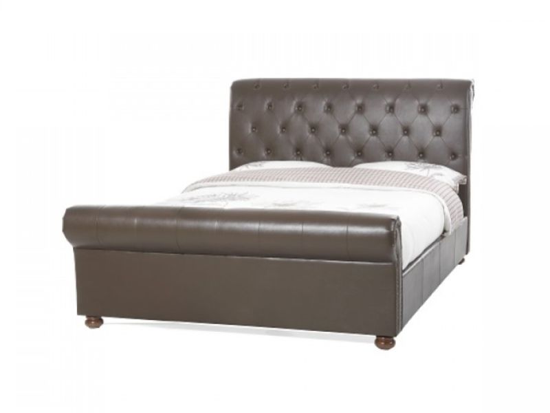 Serene Andria 6ft Super King Size Brown Faux Leather Bed Frame