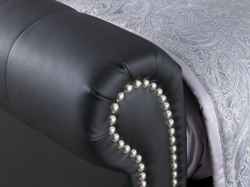 Serene Andria 4ft6 Double Black Faux Leather Bed Frame