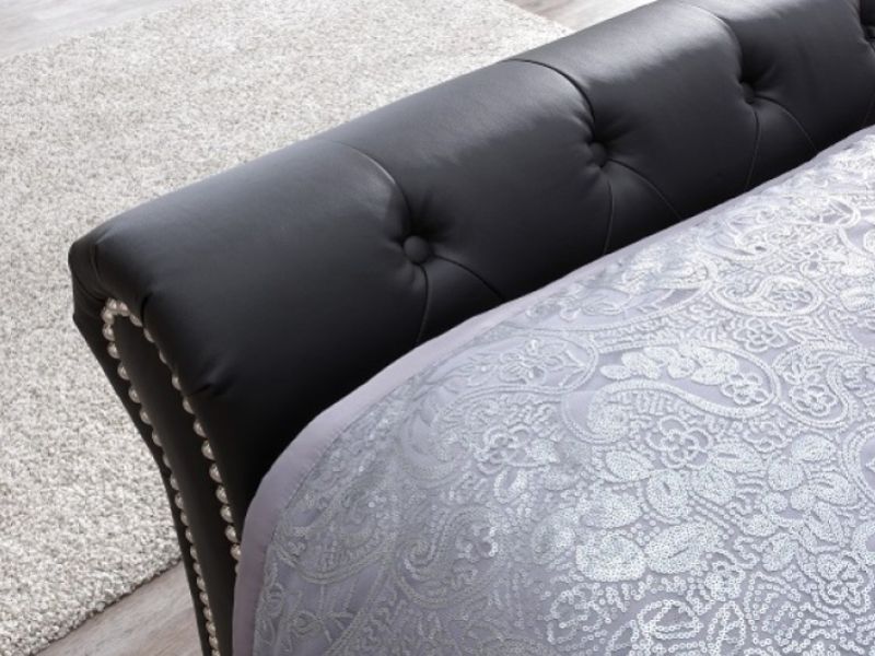 Serene Andria 4ft6 Double Black Faux Leather Bed Frame