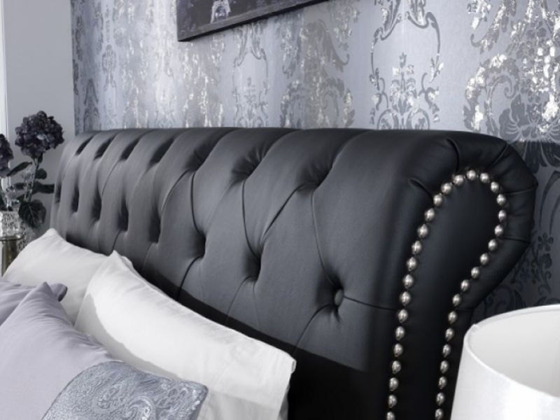 Serene Andria 5ft King Size Black Faux Leather Bed Frame