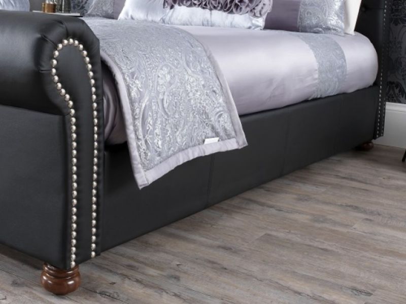 Serene Andria 4ft6 Double Black Faux Leather Bed Frame