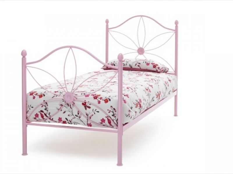 Serene Daisy 3ft Single Pink Metal Bed Frame