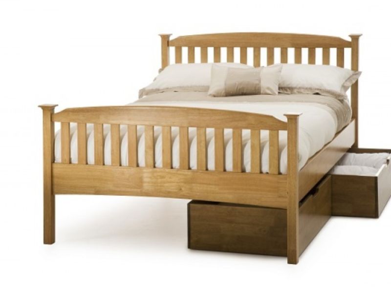 Serene Eleanor 3ft Single Oak Finish Wooden Bed Frame with High Footend