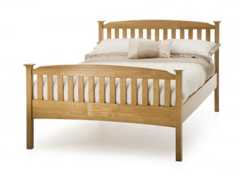 Serene Eleanor 4ft Small Double Oak Finish Wooden Bed Frame with High Footend