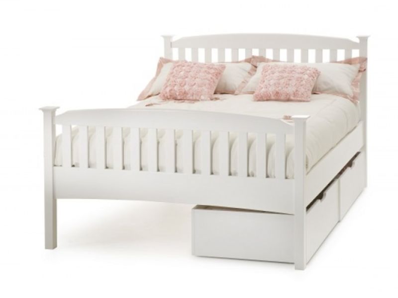 Serene Eleanor 3ft Single White Wooden Bed Frame with High Footend