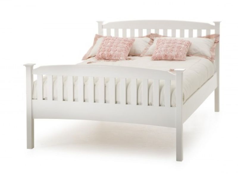 Super King Size White Wooden Bed Frame, White Wooden Sleigh Bed Super King