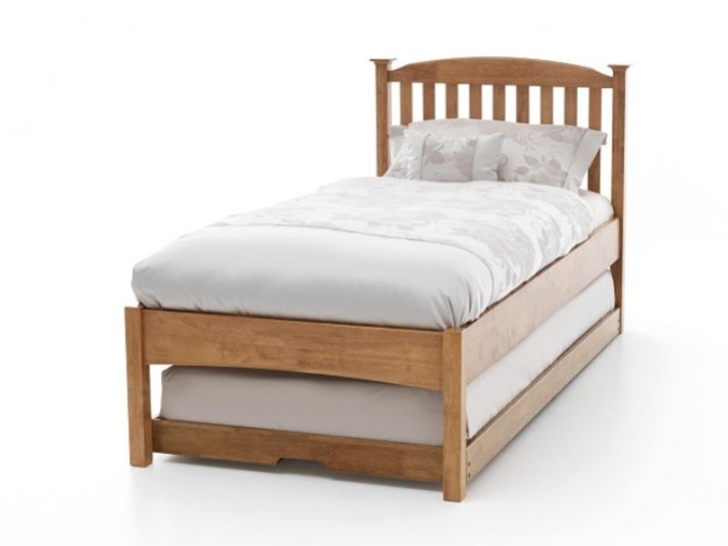Serene Eleanor 3ft Single Oak Finish Wooden Guest Bed Frame with Low Footend